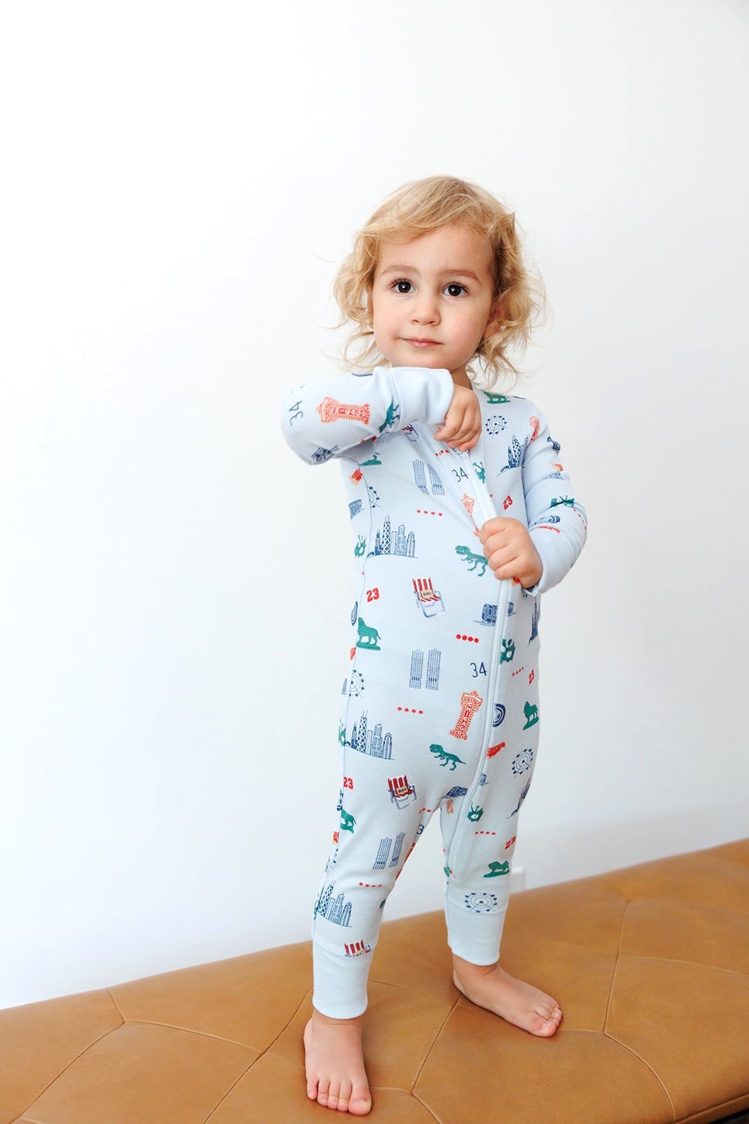 iconic chicago baby zip pajama