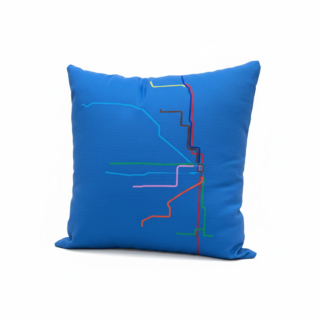 chicago transit map throw pillow 22x22