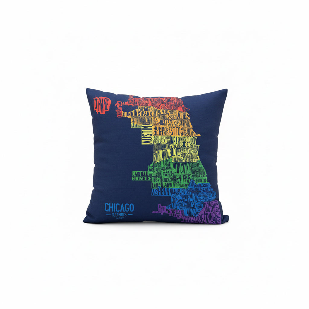 pride chicago neighborhoods map throw pillow 22x22
