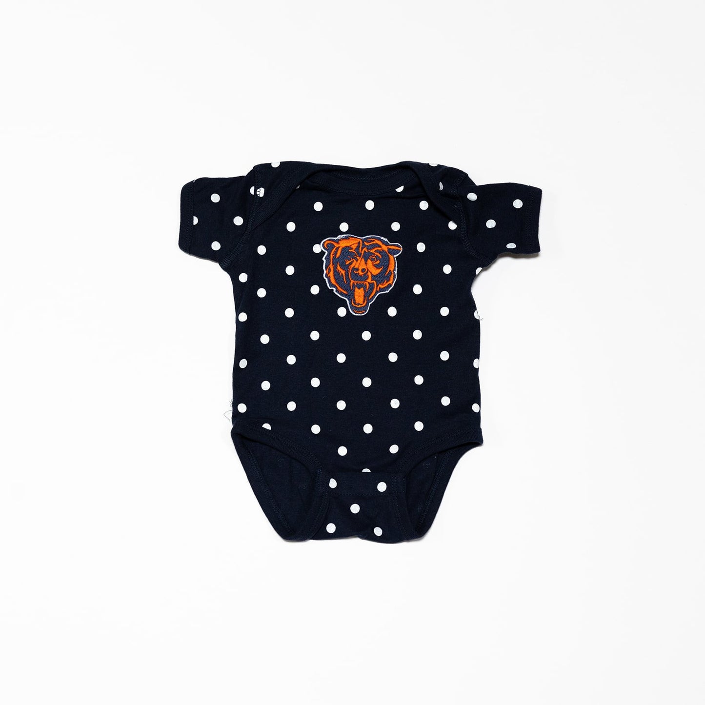 chicago bears inspired onesie with polka dots