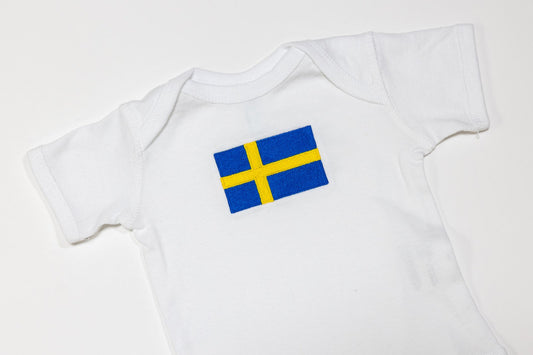 swedish flag short sleeve onesie