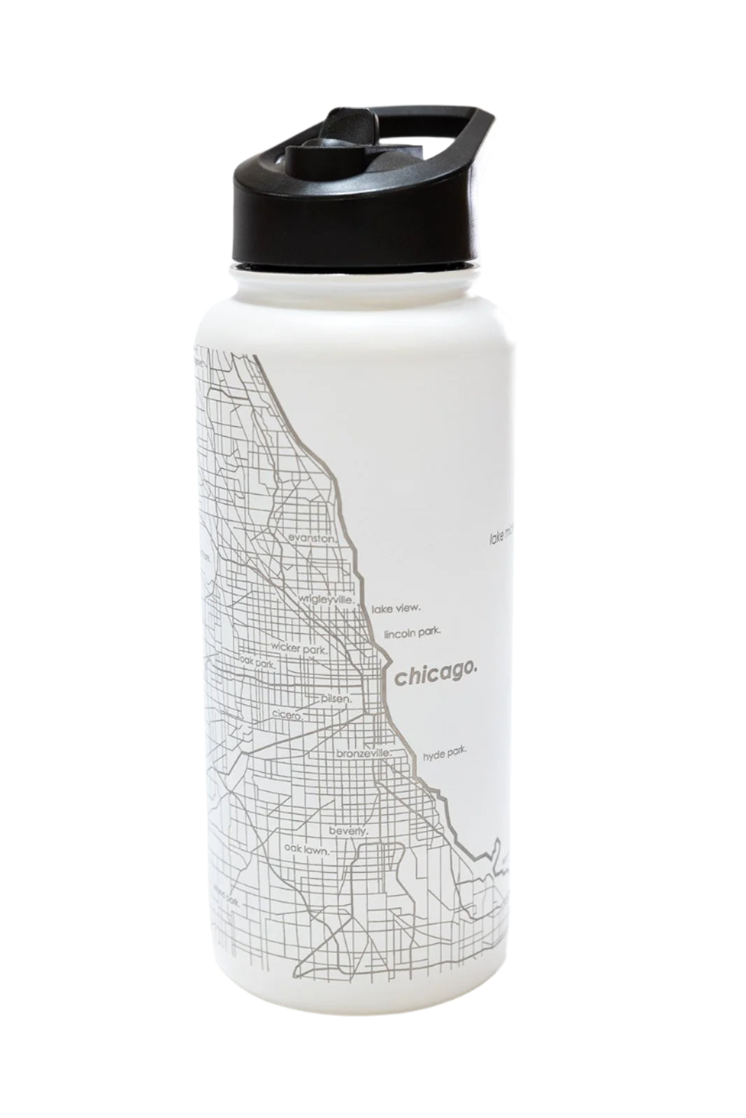 Chicago Map Water Bottle - 44oz Insulated Double Wall Etched