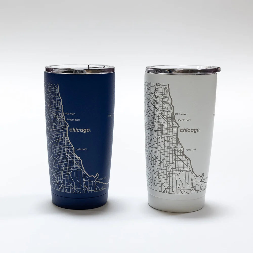 Chicago Map Etched Tumbler - 20oz Insulated Stainless Steel