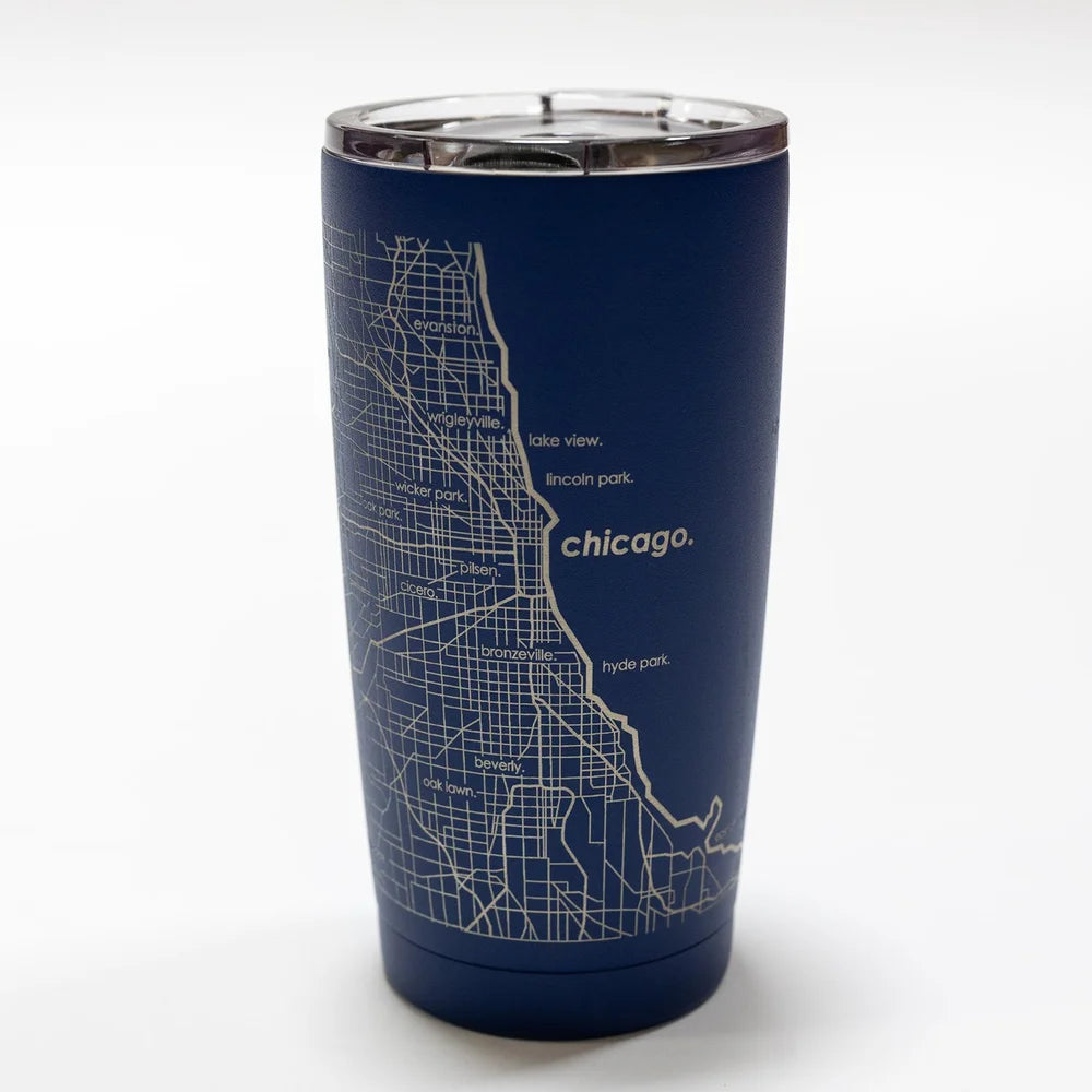 Chicago Map Etched Tumbler - 20oz Insulated Stainless Steel