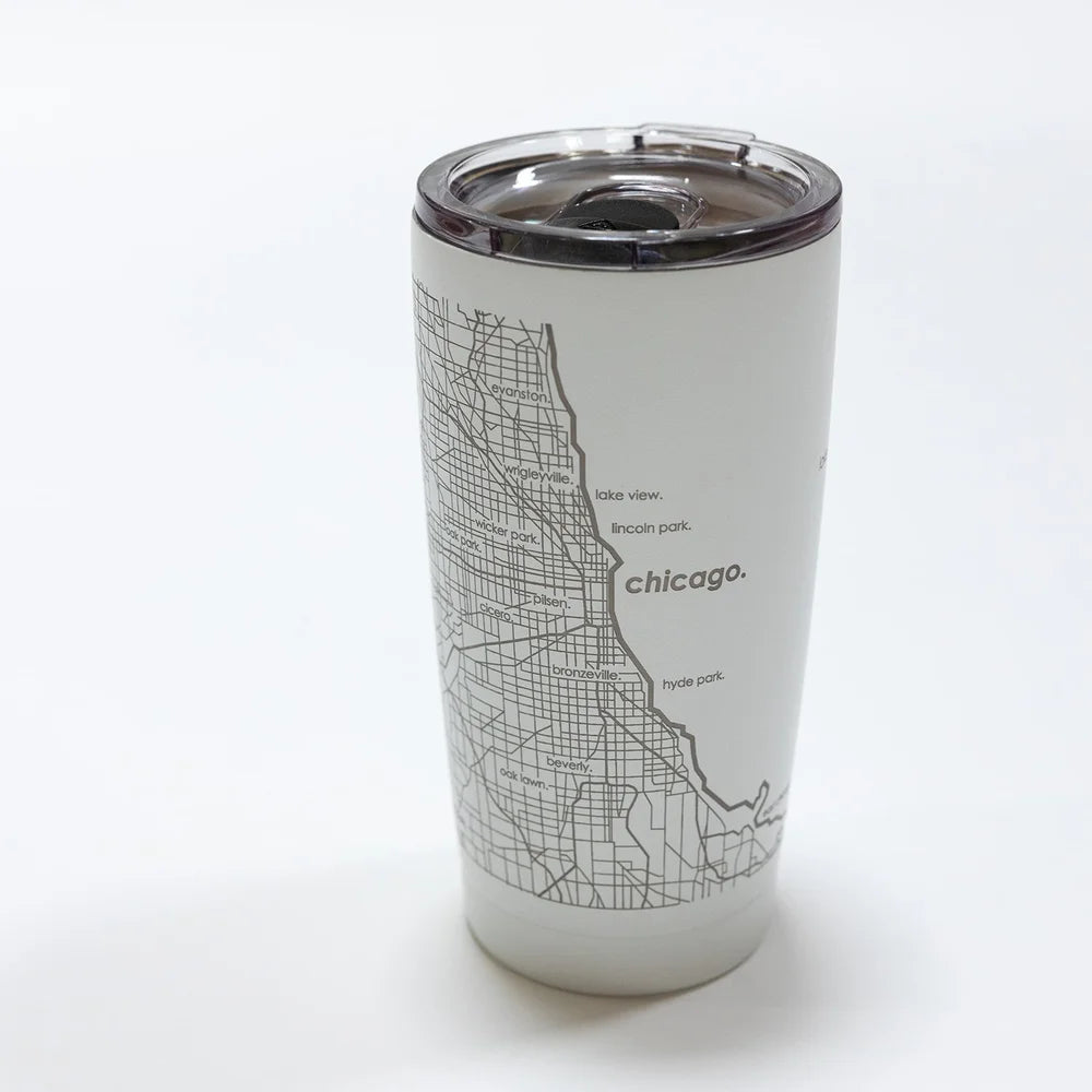 Chicago Map Etched Tumbler - 20oz Insulated Stainless Steel