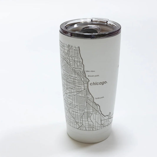 Chicago Map Etched Tumbler - 20oz Insulated Stainless Steel