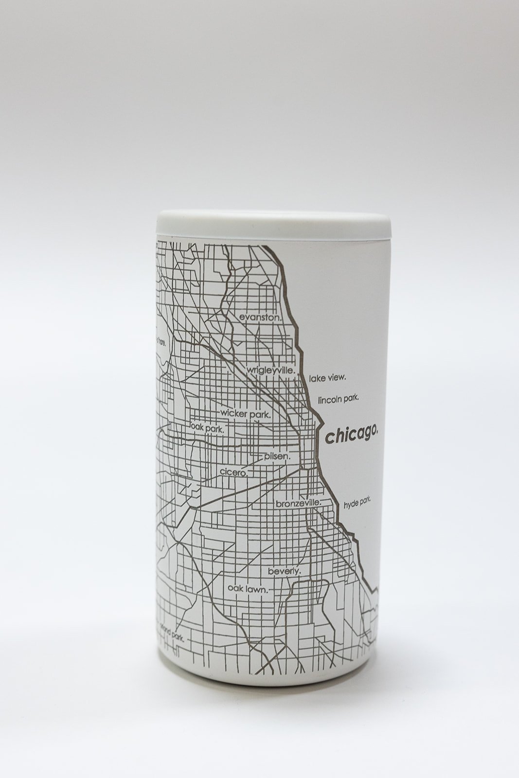 Chicago Map Etched Can Koozie - Insulated Beer Cooler
