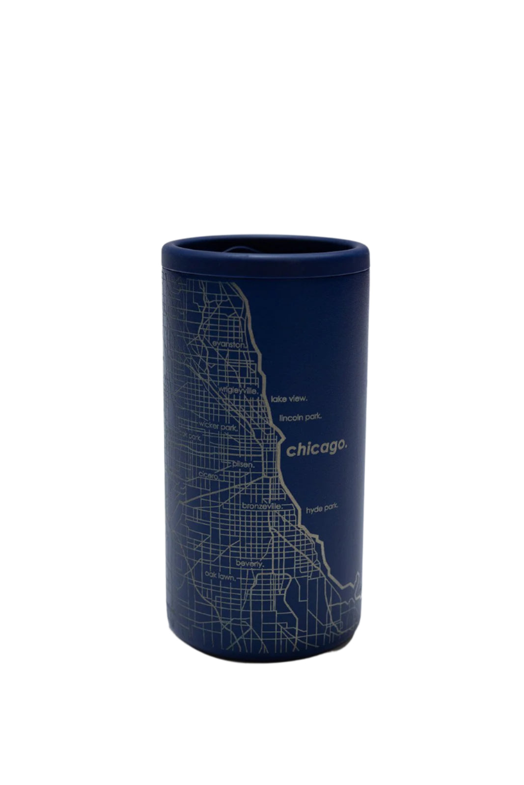 Chicago Map Etched Can Koozie - Insulated Beer Cooler