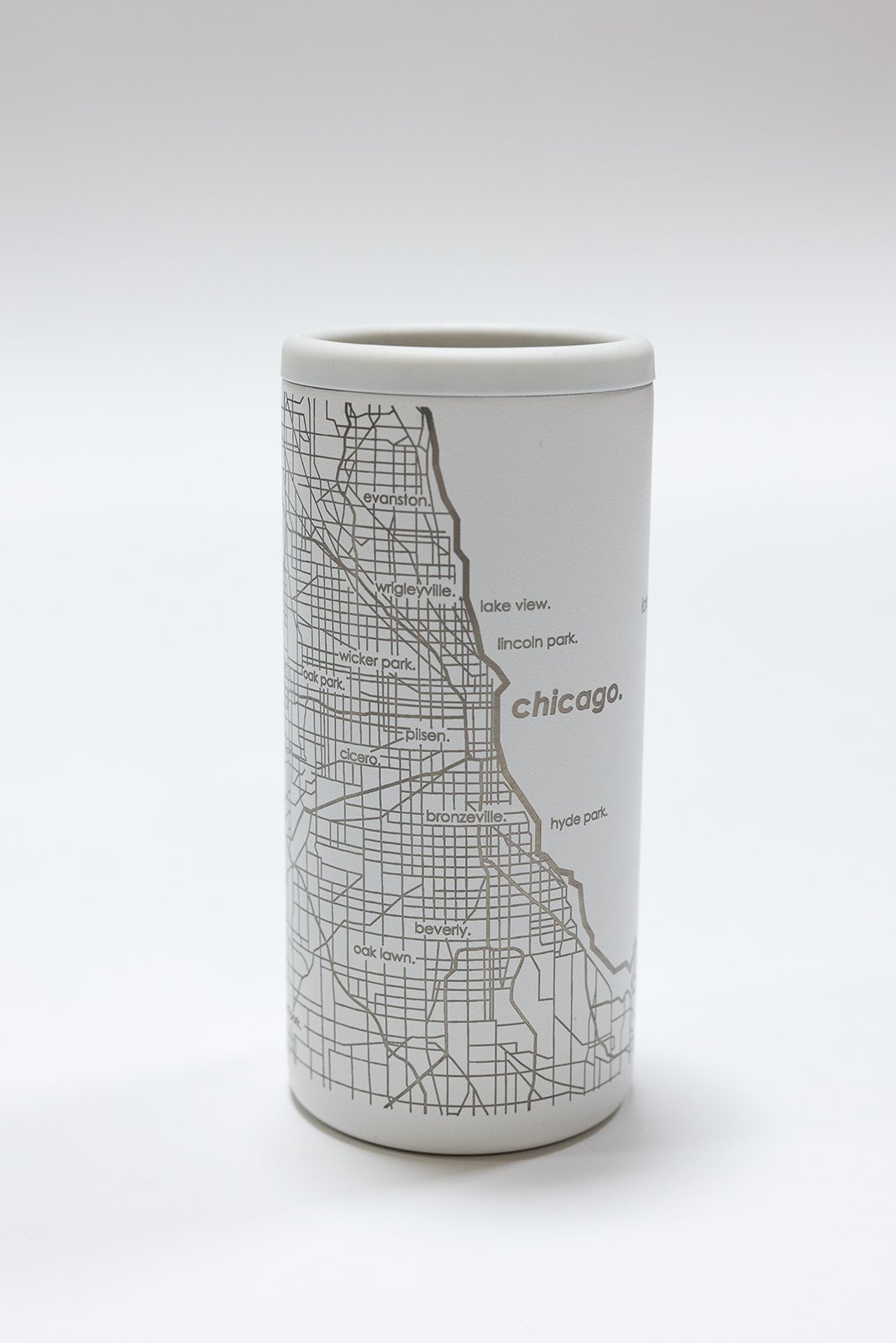 Chicago Map Etched Can Koozie - Insulated Beer Cooler