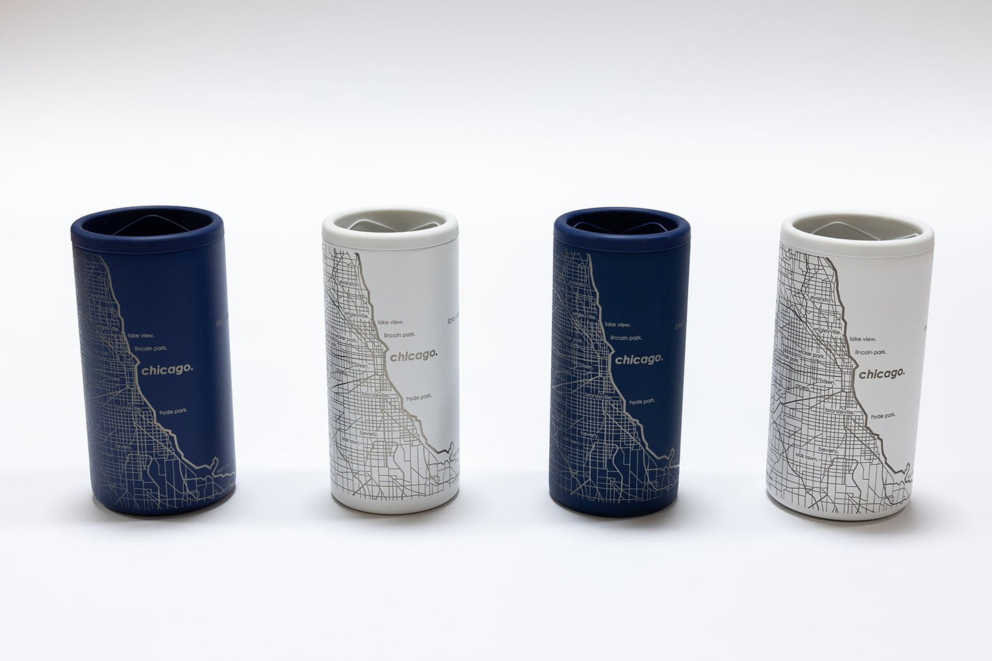 Chicago Map Etched Can Koozie - Insulated Beer Cooler