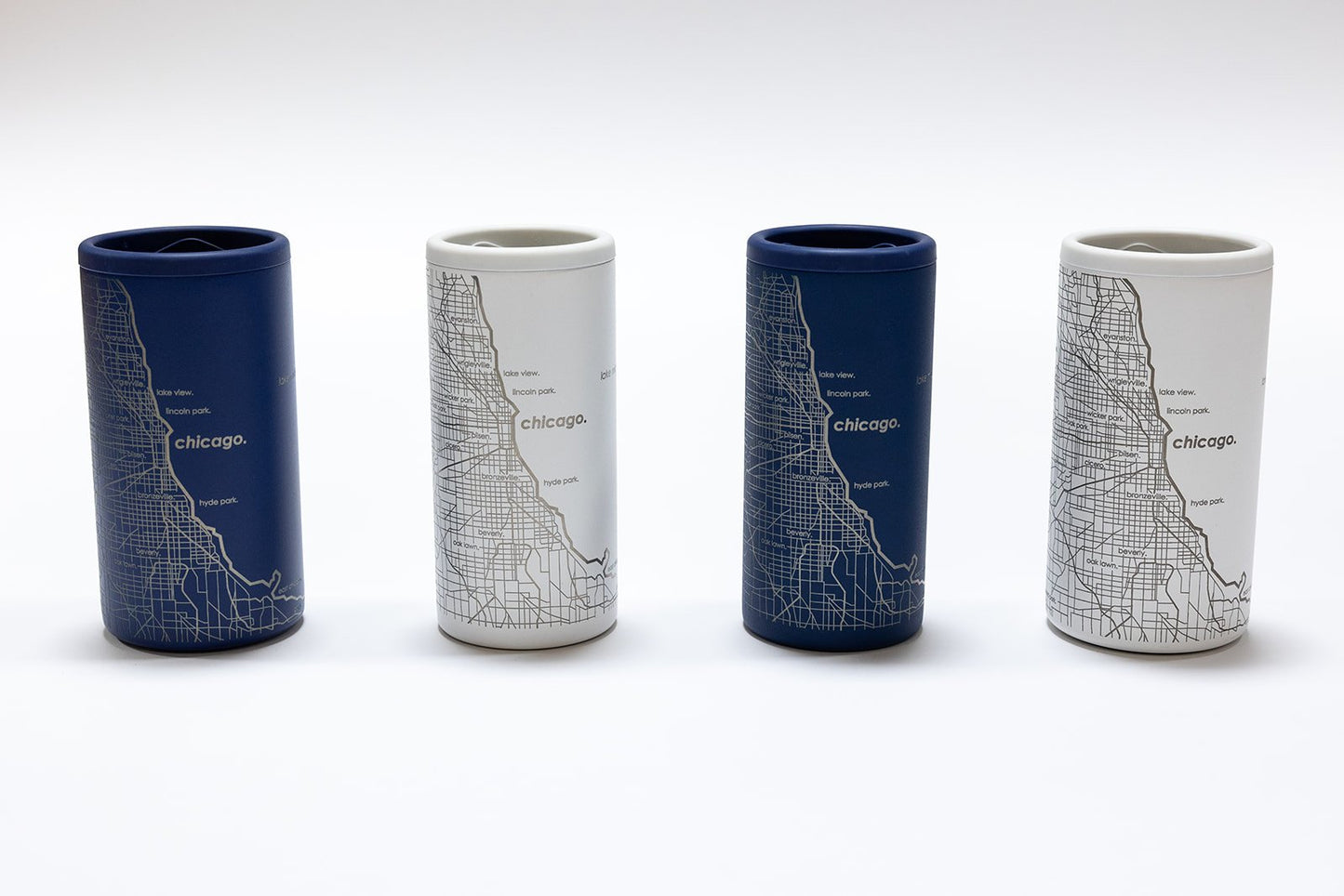 Chicago Map Etched Can Koozie - Insulated Beer Cooler