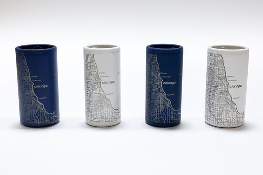 Chicago Map Etched Can Koozie - Insulated Beer Cooler