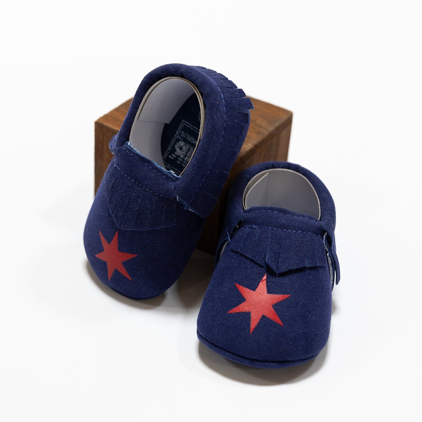 chicago flag red star baby moccasins