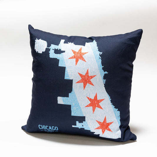 chicago neighborhoods map throw pillow 22x22
