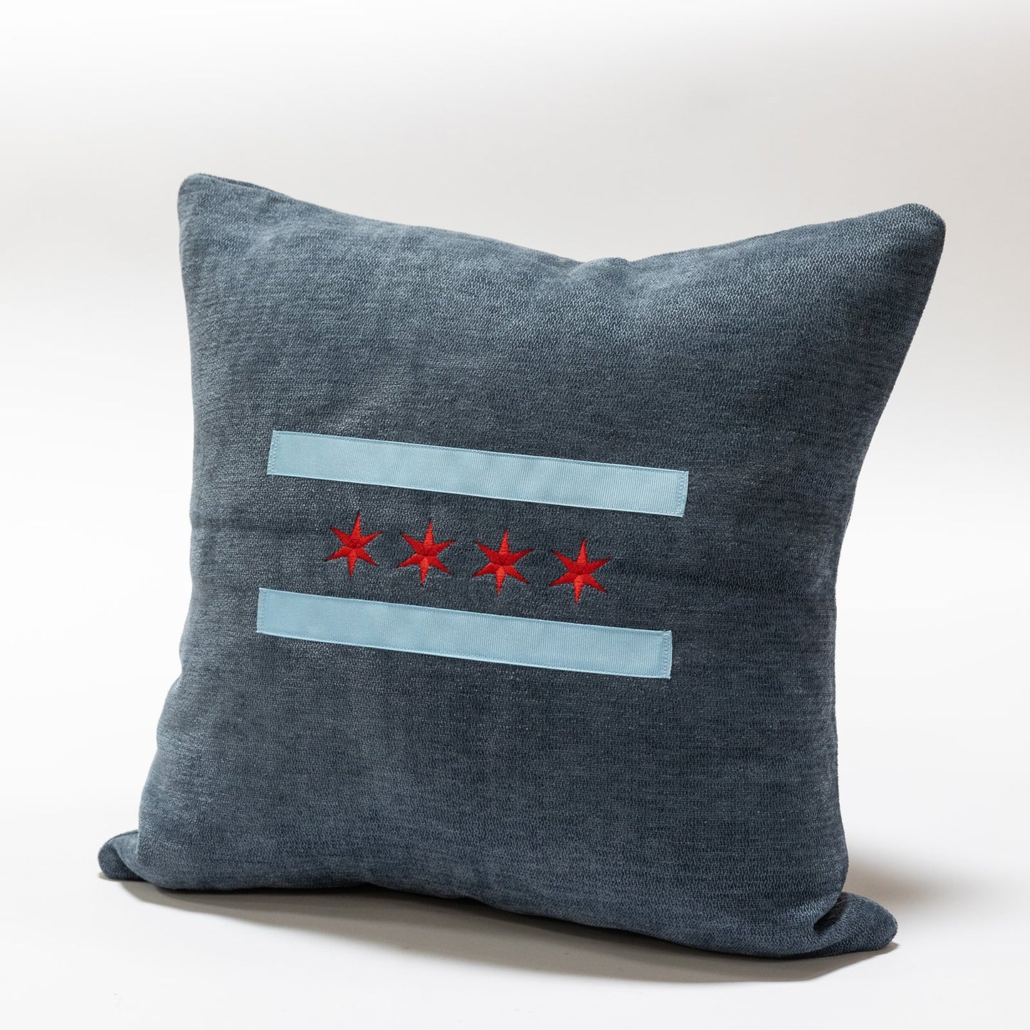 chicago flag throw pillow 20x20 - hand embroidered home decor