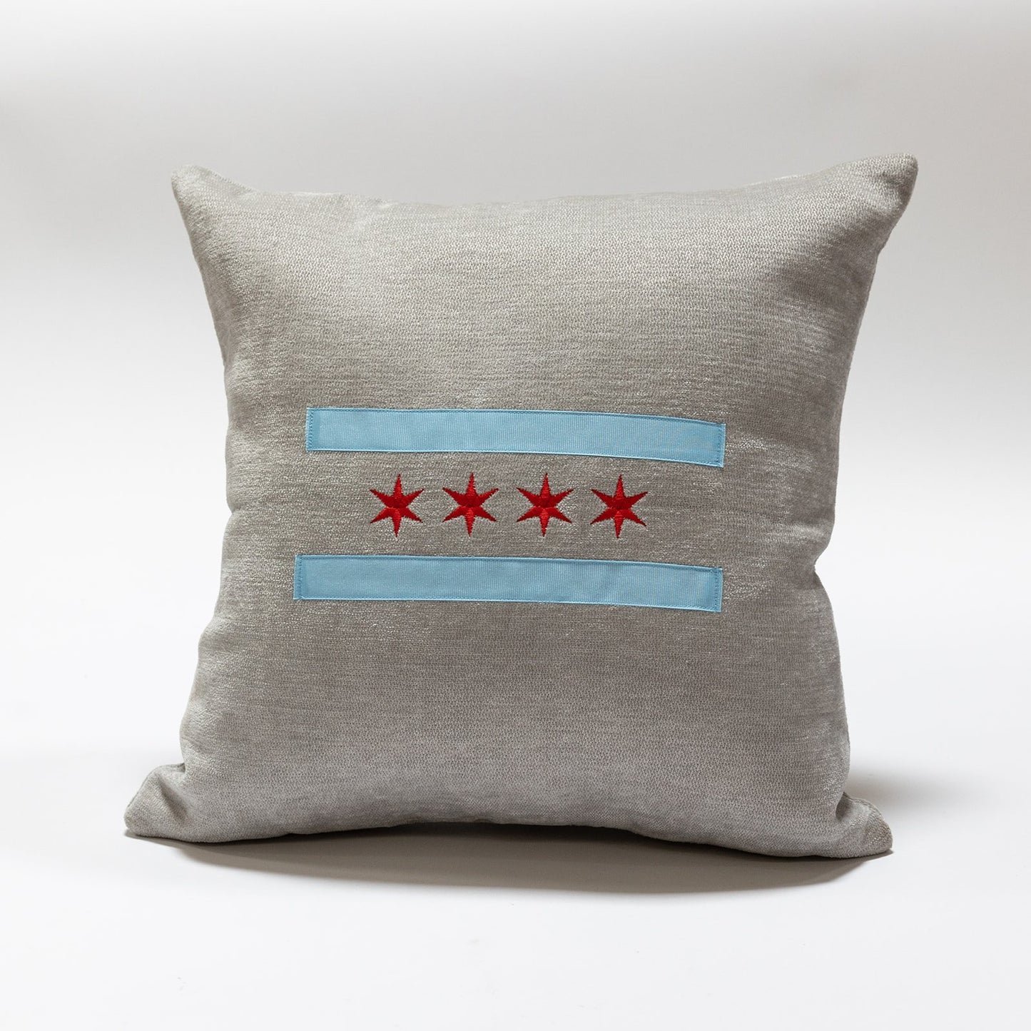 chicago flag throw pillow 20x20 - hand embroidered home decor