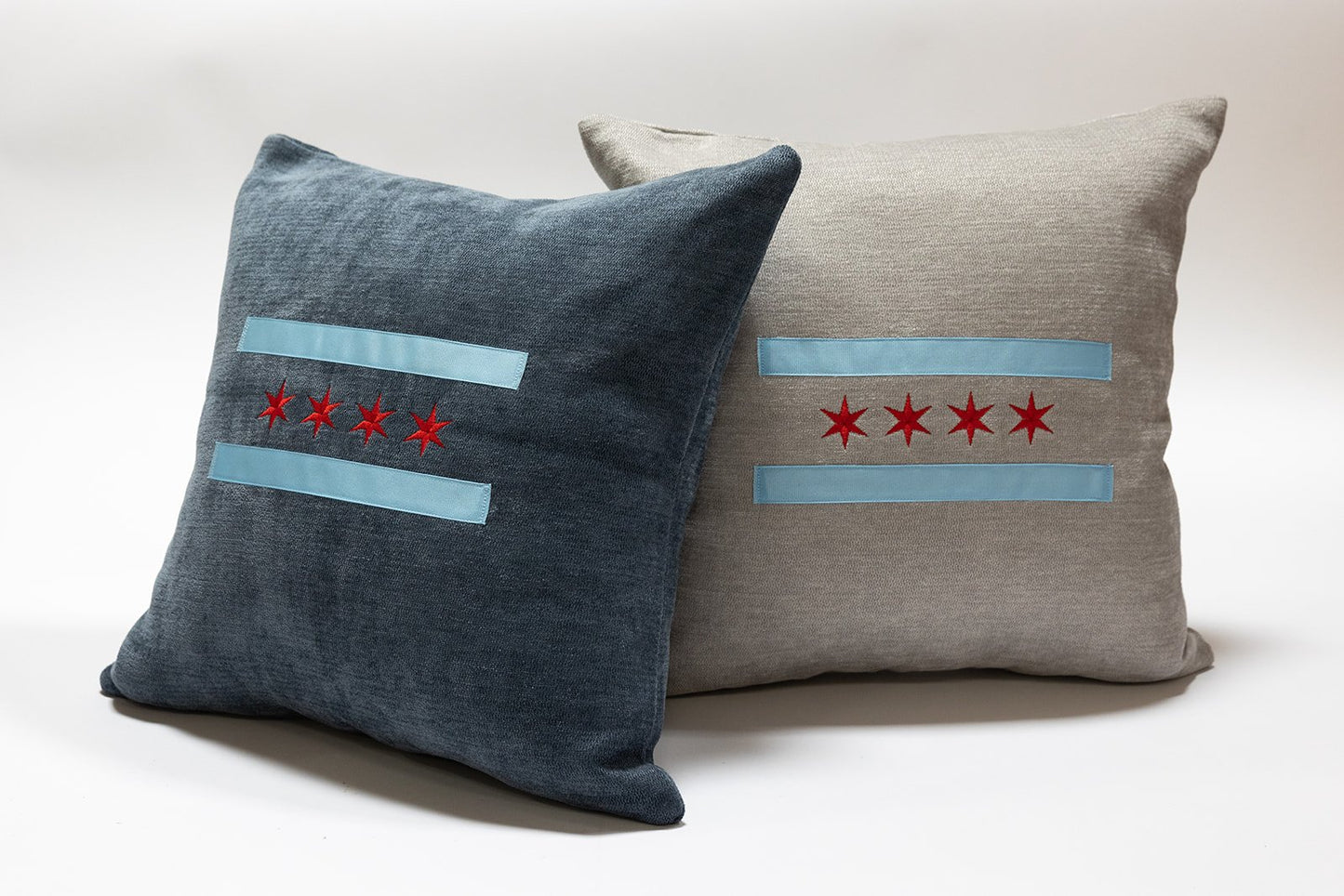 chicago flag throw pillow 20x20 - hand embroidered home decor