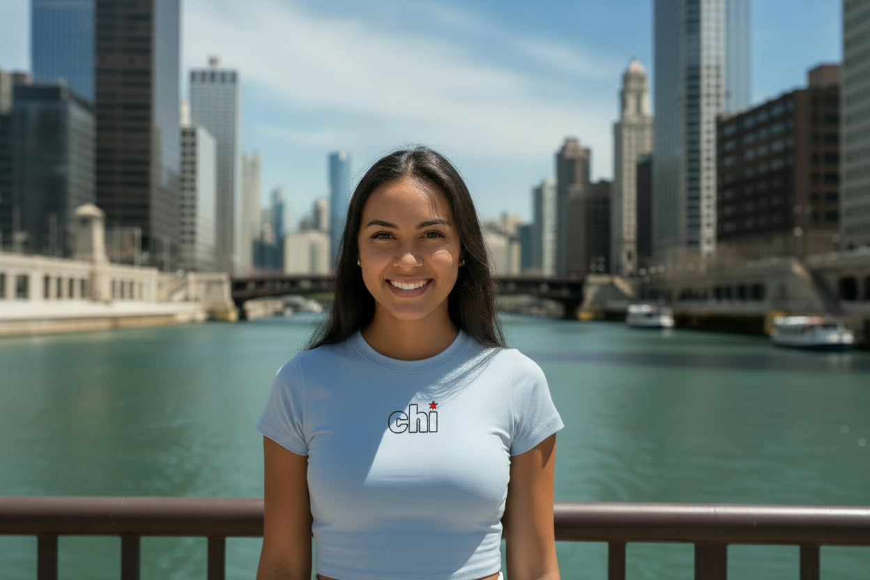 chi baby tee short sleeve on model