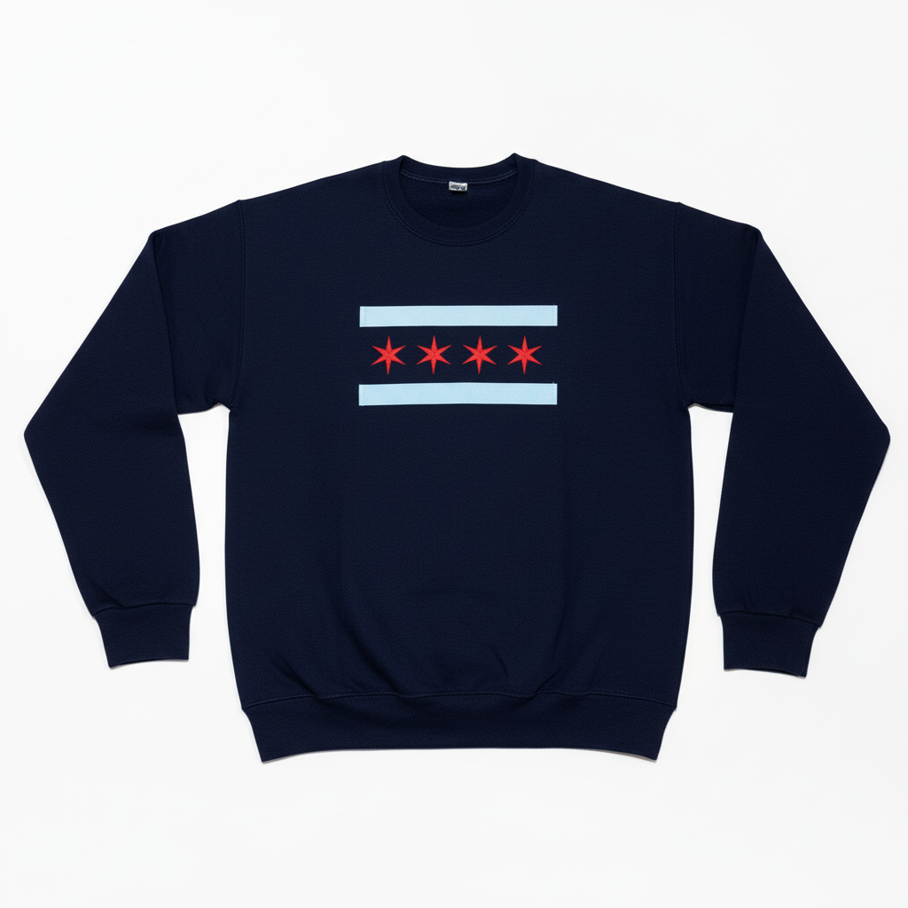 Chicago flag crewneck flat lay