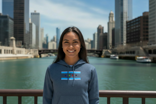 Chicago Flag Hoodie on Model
