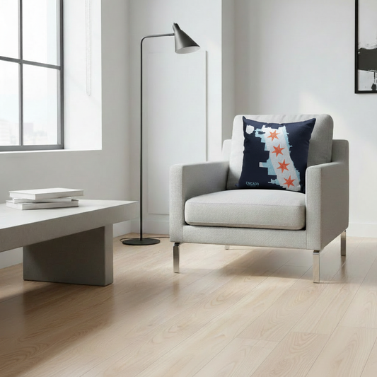 Chicago neighborhoods map pillow on chair