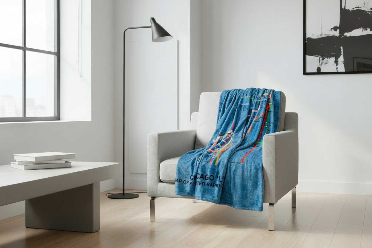 Chicago Transit Lines Blanket on Chair