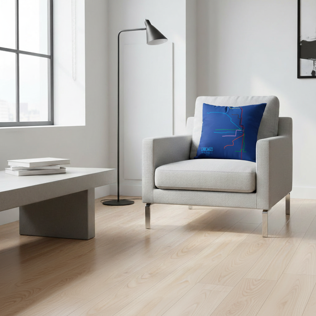 Chicago transit lines pillow on chair