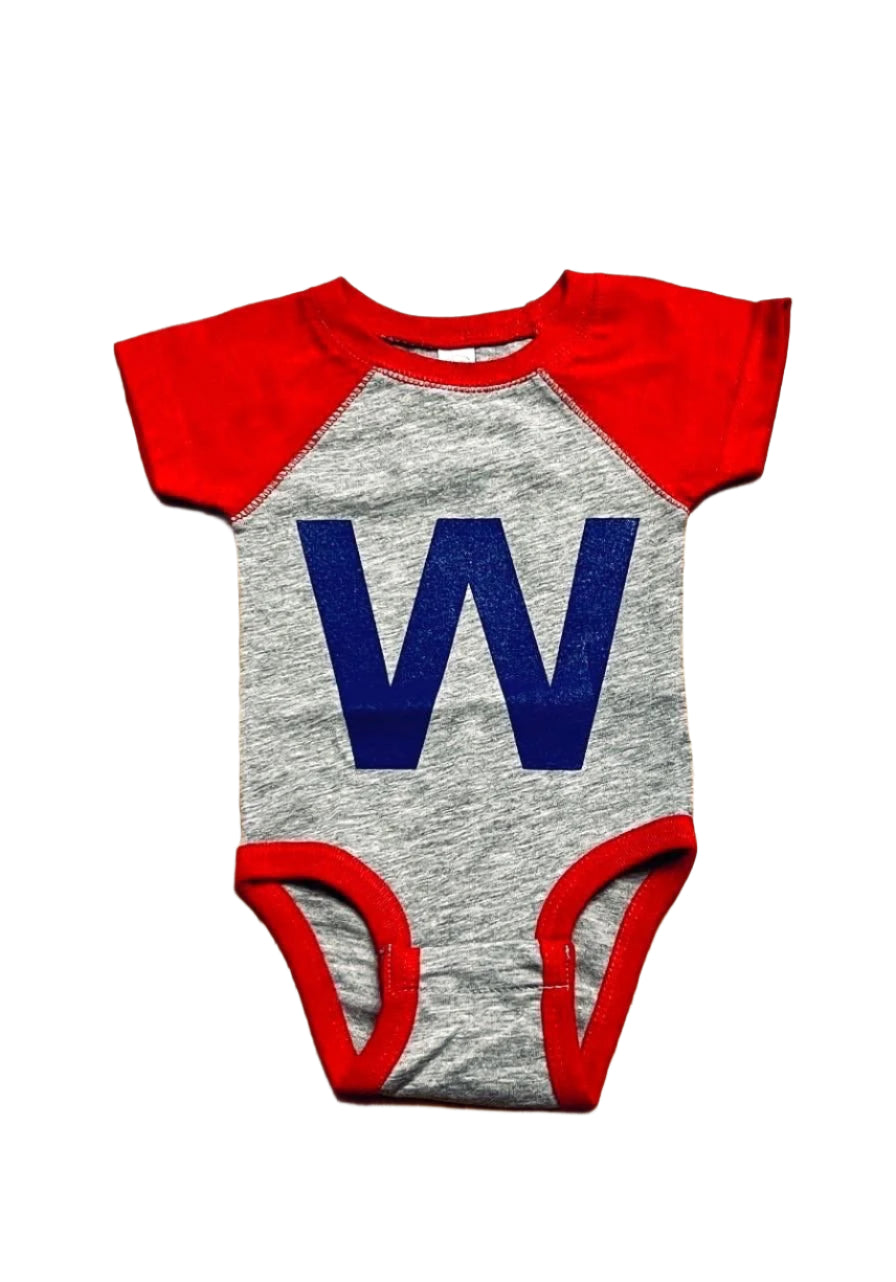 chicago W onesie -cubs win  baseball raglan baby bodysuit