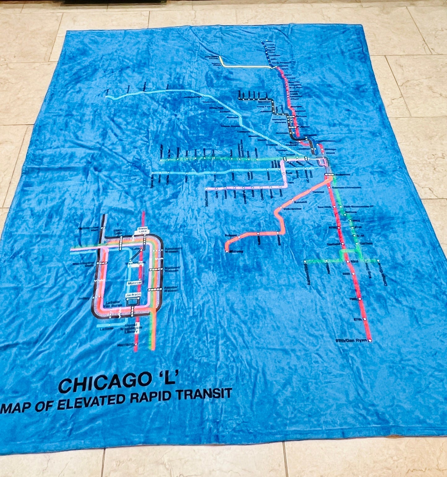 chicago transit lines throw blanket 60 x 80