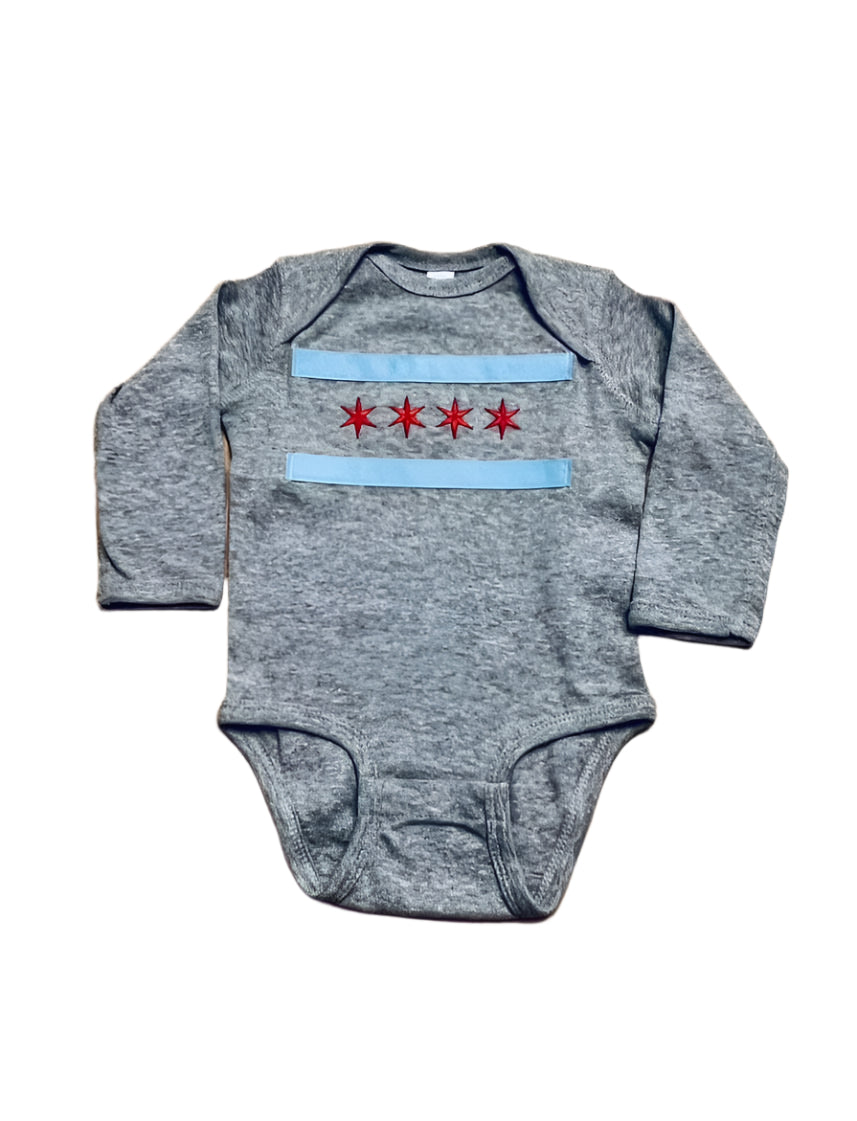 chicago flag long sleeve onesie