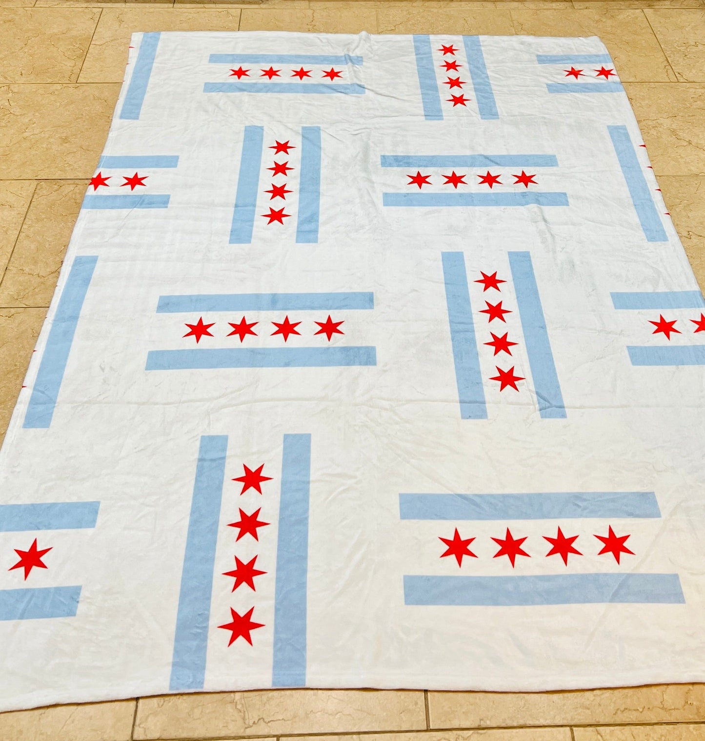 chicago flag throw blanket 60x80