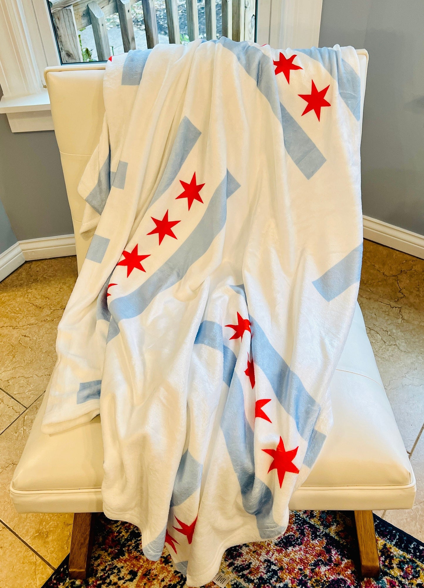 chicago flag throw blanket 60x80