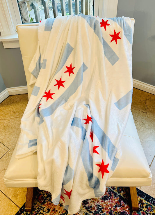 chicago flag throw blanket 60x80