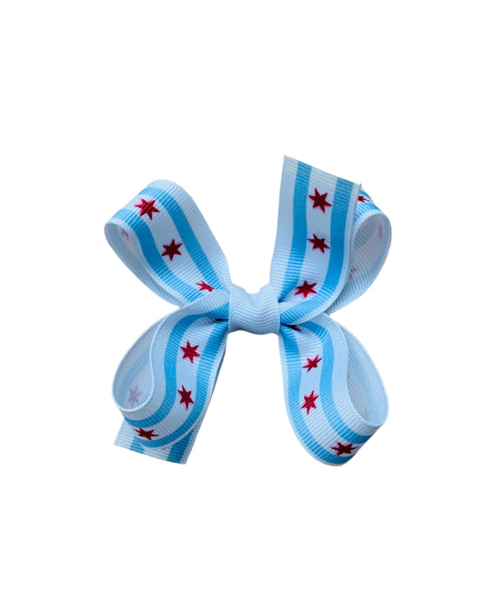 chicago flag hair bow