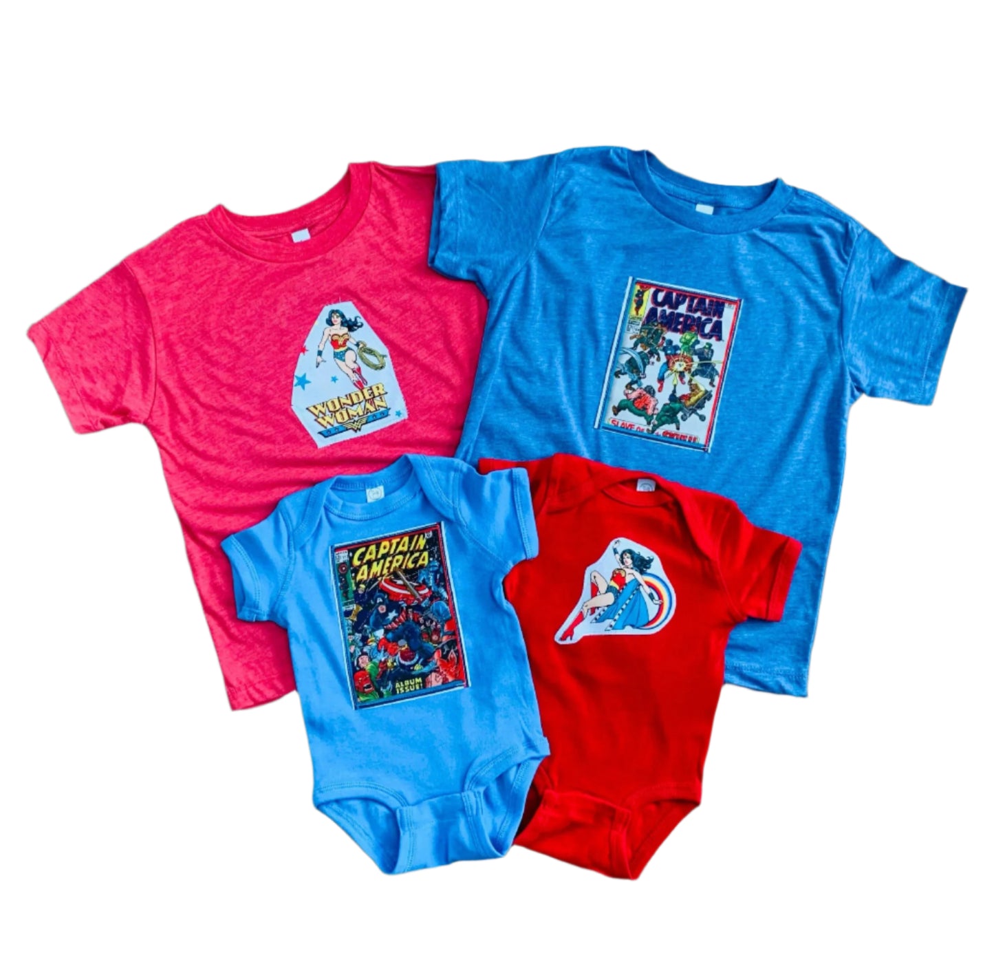 wonder woman and captain america onesies & T-Shirts - baby, toddler, youth