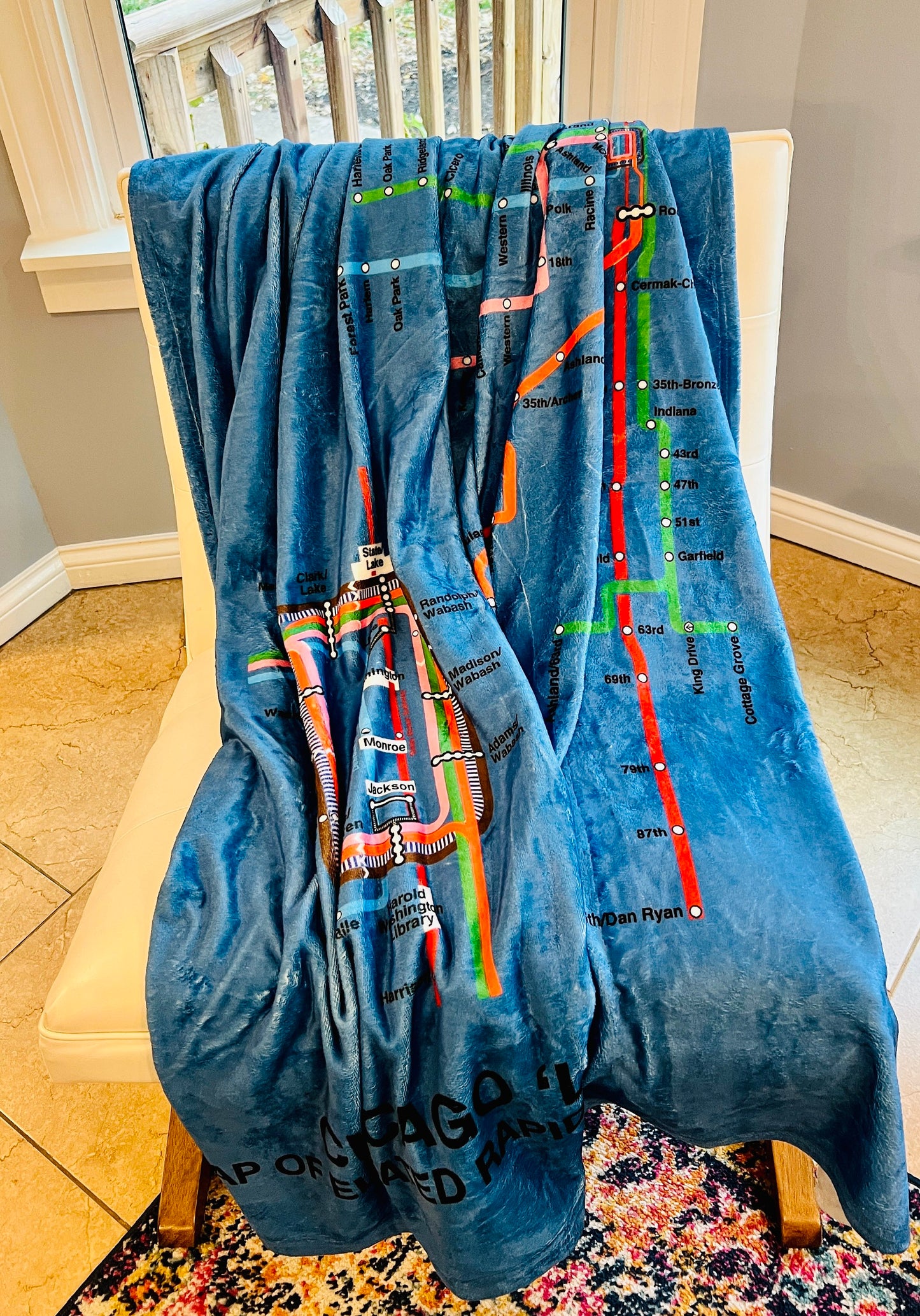 chicago transit lines throw blanket 60 x 80