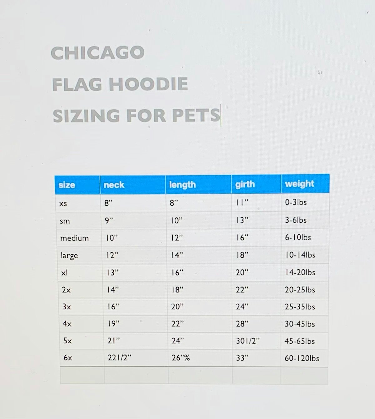 chicago flag dog hoodie - hand sewn pet hoodie xs-6xl