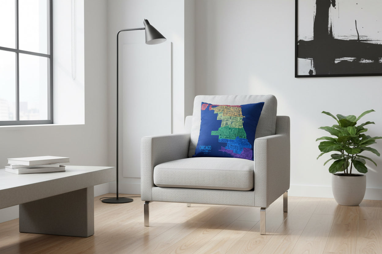 pride chicago neighborhoods map throw pillow 22x22