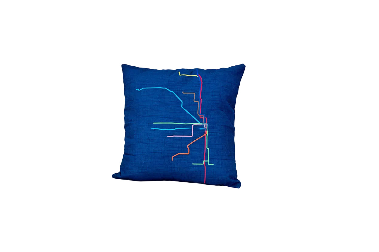 chicago transit map throw pillow 22x22